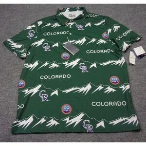 Reyn Spooner Polo Shirt Men L Green Colorado Rockies City Connect Performance